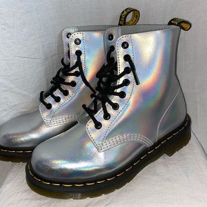 Silver metallic Doc Martens
